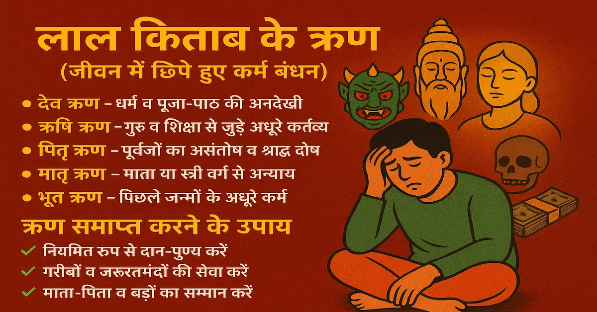 Lal Kitab Rin KePrakar Dosh Upay Mantra:लाल किताब के 5 ऋण: कारण, दोष, उपाय व मंत्र