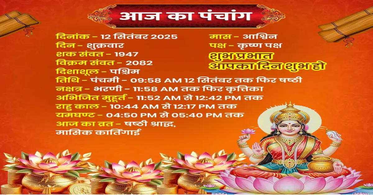 AAJ KA PANCHANG 12 SEPTEMBER 2025
